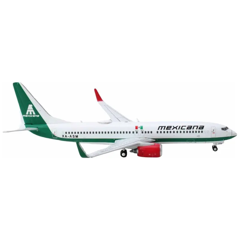 Boeing 737-800 Commercial Aircraft "Mexicana Airlines" (XA-ASM) White with Green Tail 1/400 Diecast Model Airplane by GeminiJets