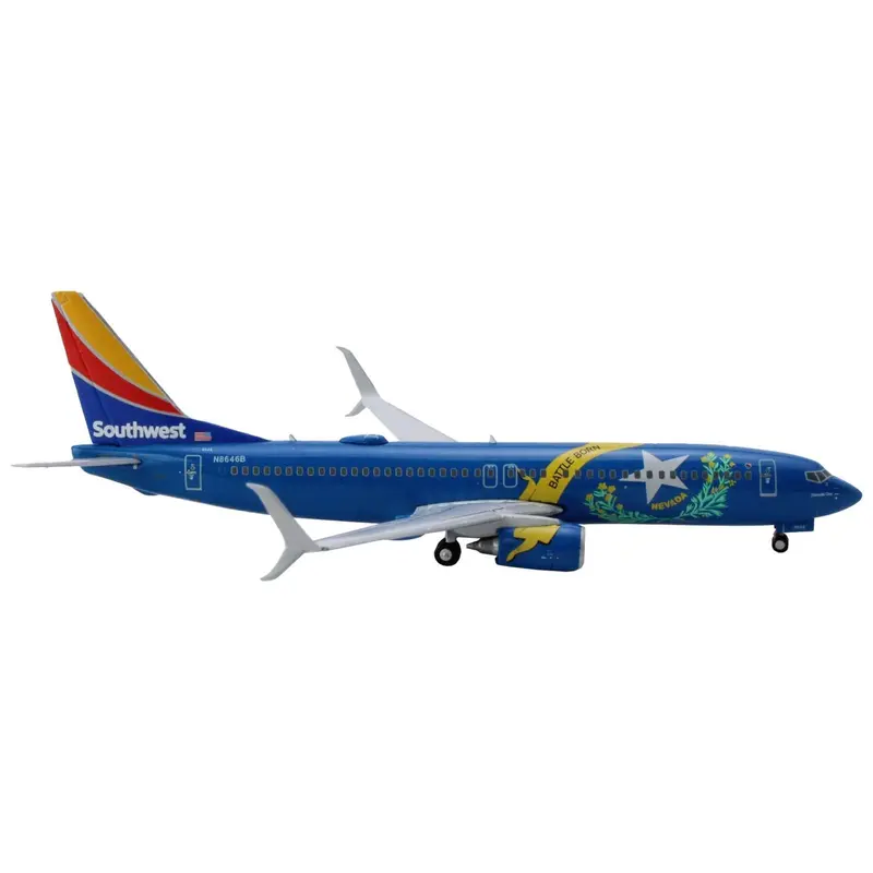 Boeing 737-800 Commercial Aircraft "Southwest Airlines - Nevada One" (N8646B) Blue with Striped Tail 1/400 Diecast Model Airplane by GeminiJets