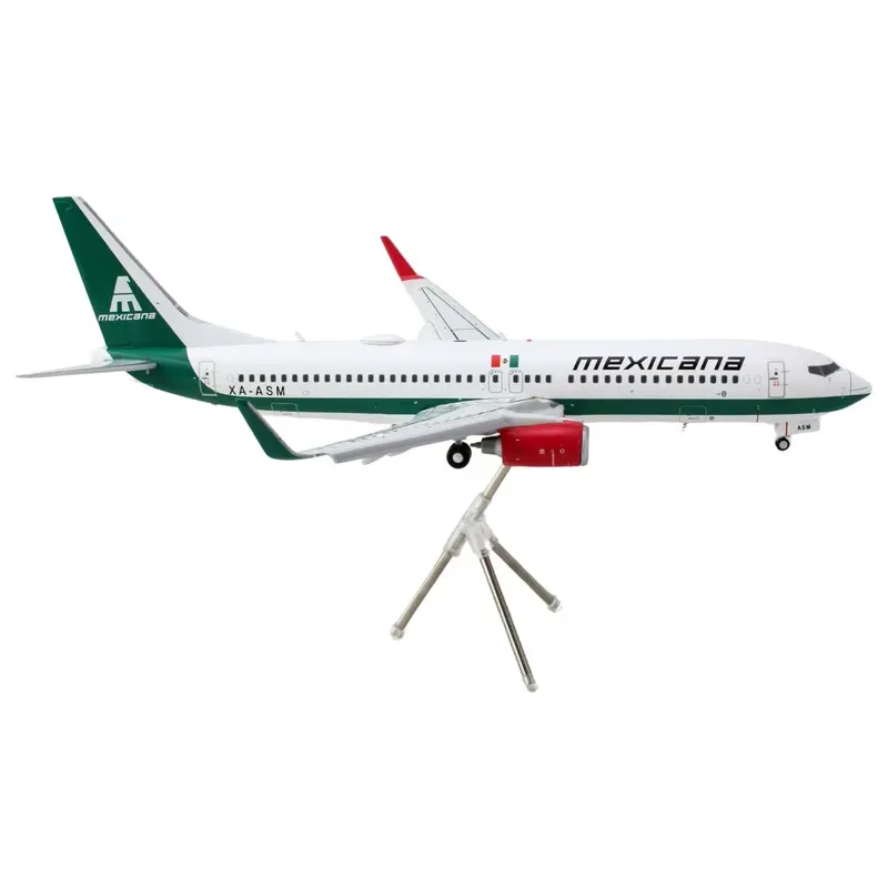 Boeing 737-800 Commercial Aircraft with Flaps Down "Mexicana" (XA-ASM) White with Green Stripes "Gemini 200" Series 1/200 Diecast Model Airplane by GeminiJets