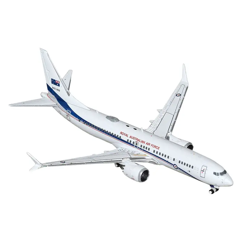 Boeing 737 MAX 8 BBJ Transport Aircraft "Royal Australian Air Force (RAAF)" (A62-002) White with Blue Stripes "Gemini Macs" Series 1/400 Diecast Model Airplane by GeminiJets