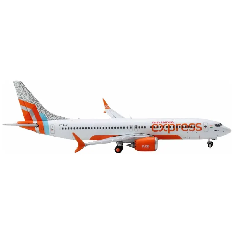 Boeing 737 MAX 8 Commercial Aircraft "Air India Express" (VT-BXA) White with Tail Graphics 1/400 Diecast Model Airplane by GeminiJets
