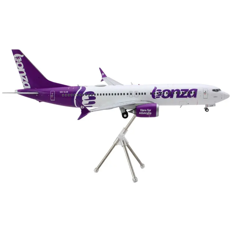 Boeing 737 MAX 8 Commercial Aircraft "Bonza Aviation" (VH-UJK) White with Purple Tail "Gemini 200" Series 1/200 Diecast Model Airplane by GeminiJets