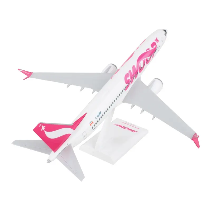 Boeing 737 MAX 8 Commercial Aircraft "Swoop" (C-GORP) White with Pink Tail (Snap-Fit) 1/130 Plastic Model by Skymarks
