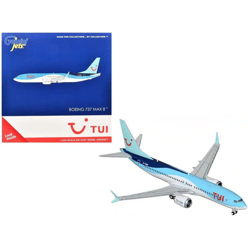 Boeing 737 MAX 8 Commercial Aircraft "TUI Airways" (G-TUMY) Blue and White 1/400 Diecast Model Airplane by GeminiJets