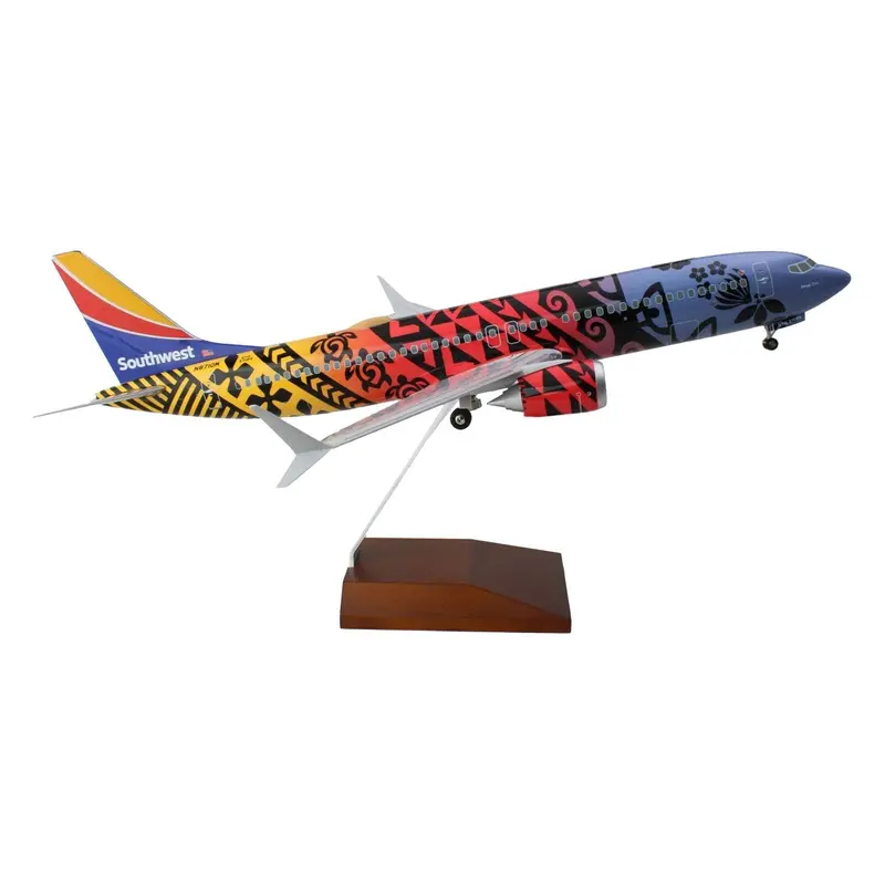 Boeing 737 MAX 8 Commercial Aircraft with Landing Gear "Southwest Airlines - Imua One" (N8710M) Hawaiian Livery (Snap-Fit) 1/100 Plastic Model by Skymarks