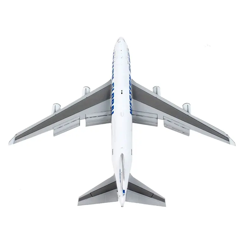 Boeing 747-400F Commercial Aircraft with Flaps Down "Western Global" White with Blue Tail Stripes 1/400 Diecast Model Airplane by GeminiJets