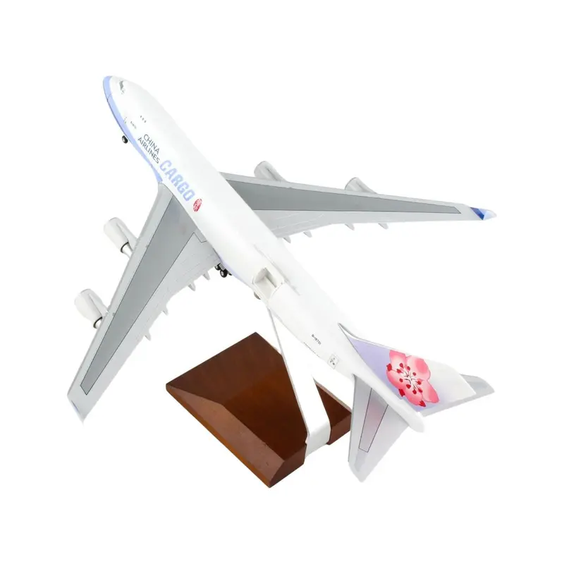 Boeing 747-400F Commercial Aircraft with Landing Gear "China Airlines Cargo" (B-18701) White with Purple Stripes (Snap-Fit) 1/200 Plastic Model by Skymarks