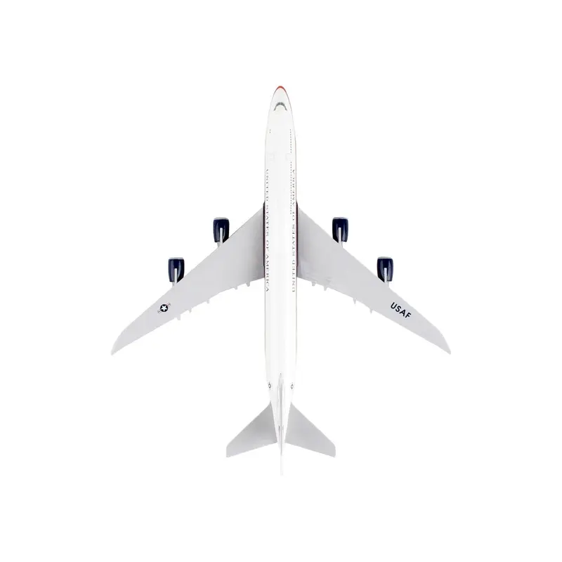 Boeing 747-8i (VC-25B) Commercial Aircraft "Air Force One - United States of America" (30000) White with Red and Blue Stripes (Snap-Fit) 1/200 Plastic Model by Skymarks