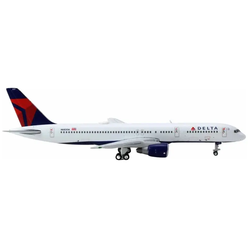 Boeing 757-200 Commercial Aircraft "Delta Air Lines" (N683DA) White with Red and Blue Tail 1/400 Diecast Model Airplane by GeminiJets