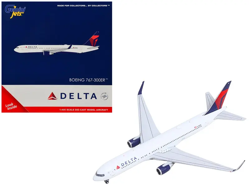Boeing 767-300ER Commercial Aircraft "Delta Air Lines" (N199DN) White with Red and Blue Tail 1/400 Diecast Model by GeminiJets