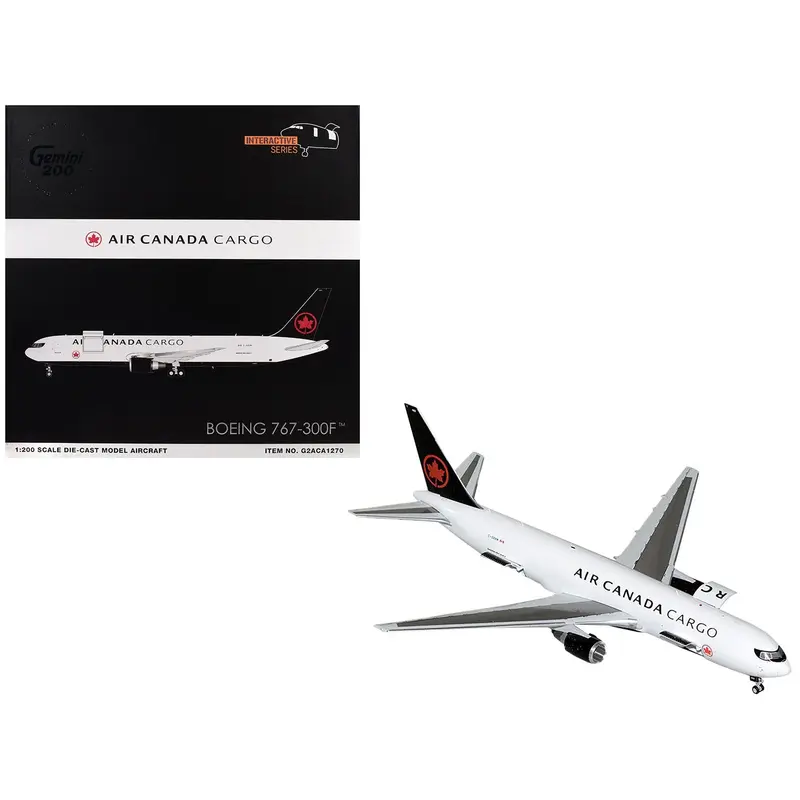 Boeing 767-300F Commercial Aircraft "Air Canada Cargo" (C-GXHM) White with Black Tail "Gemini 200 - Interactive Series" 1/200 Diecast Model Airplane by GeminiJets