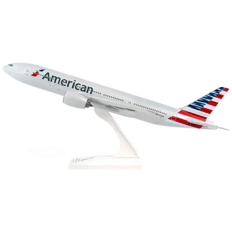 Boeing 777-200 Commercial Aircraft "American Airlines" (N775AN) Gray with Striped Tail (Snap-Fit) 1/200 Plastic Model by Skymarks