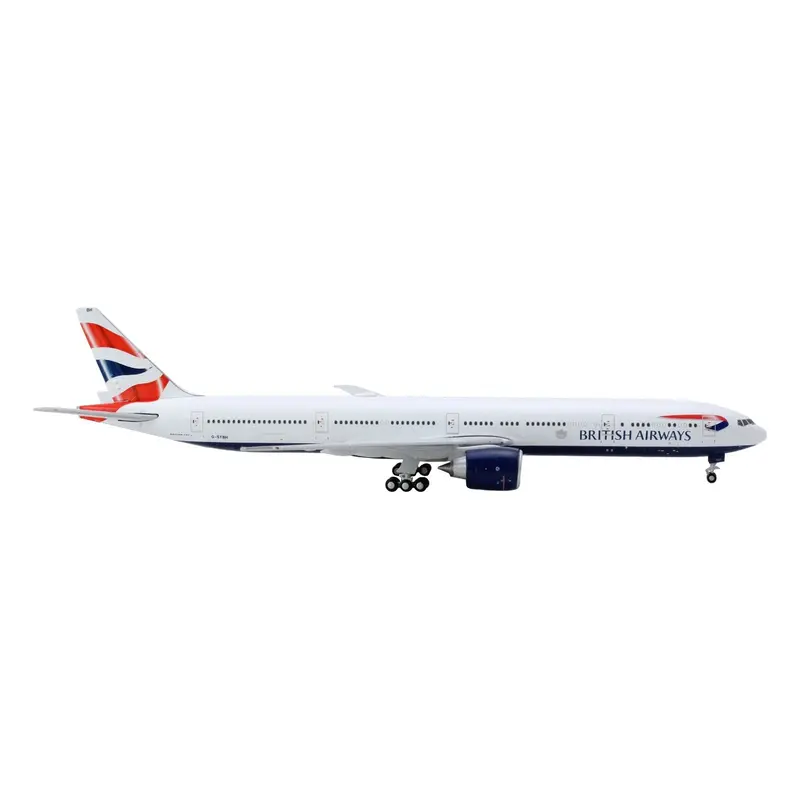Boeing 777-300ER Commercial Aircraft "British Airways" (G-STBH) White with Striped Tail 1/400 Diecast Model Airplane by GeminiJets