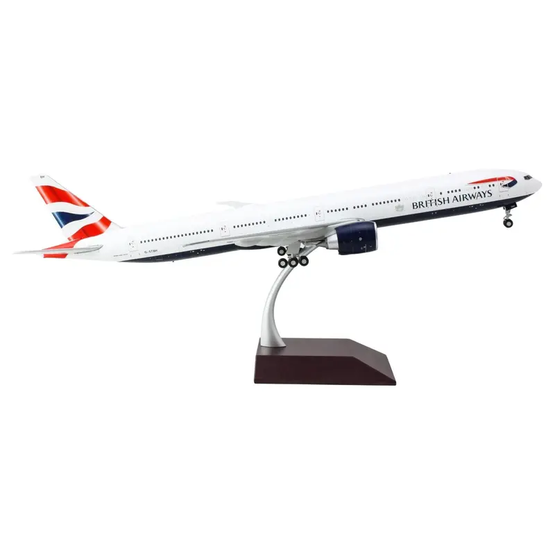 Boeing 777-300ER Commercial Aircraft "British Airways" (G-STBH) White with Striped Tail "Gemini 200" Series 1/200 Diecast Model Airplane by GeminiJets