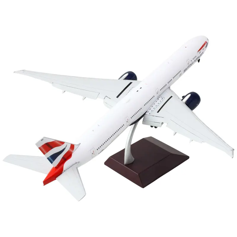 Boeing 777-300ER Commercial Aircraft with Flaps Down "British Airways" (G-STBH) White with Striped Tail "Gemini 200" Series 1/200 Diecast Model Airplane by GeminiJets