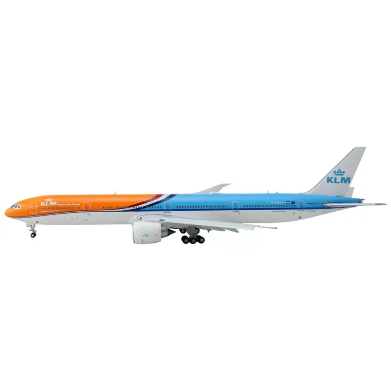 Boeing 777-300ER Commercial Aircraft with Flaps Down "KLM Royal Dutch Airlines" (PH-BVA) Orange and Blue 1/400 Diecast Model Airplane by GeminiJets