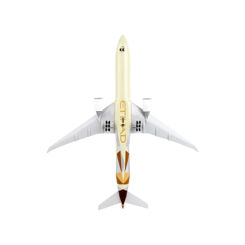 Boeing 777-300ER Commercial Aircraft with Landing Gear "Etihad Airways" (A6-ETA) Beige with Tail Graphics (Snap-Fit) 1/200 Plastic Model by Skymarks