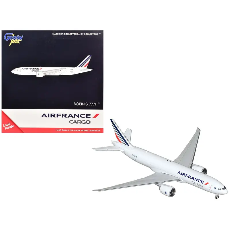 Boeing 777F Commercial Aircraft "Air France Cargo" (F-GUOC) White with Red and Blue Striped Tail 1/400 Diecast Model Airplane by GeminiJets