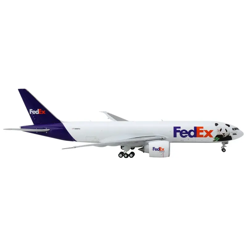 Boeing 777F Commercial Aircraft "Federal Express (FedEx) - Panda Express" (N886FD) White with Purple Tail 1/400 Diecast Model Airplane by GeminiJets