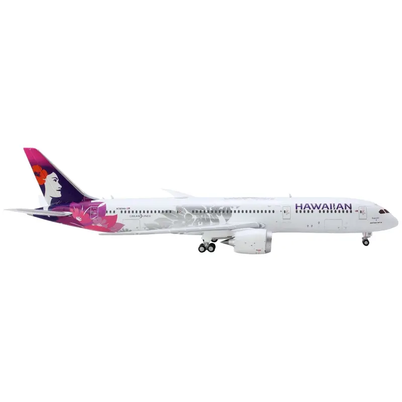 Boeing 787-9 Dreamliner Commercial Aircraft "Hawaiian Airlines" (N780HA) White with Purple Tail 1/400 Diecast Model Airplane by GeminiJets