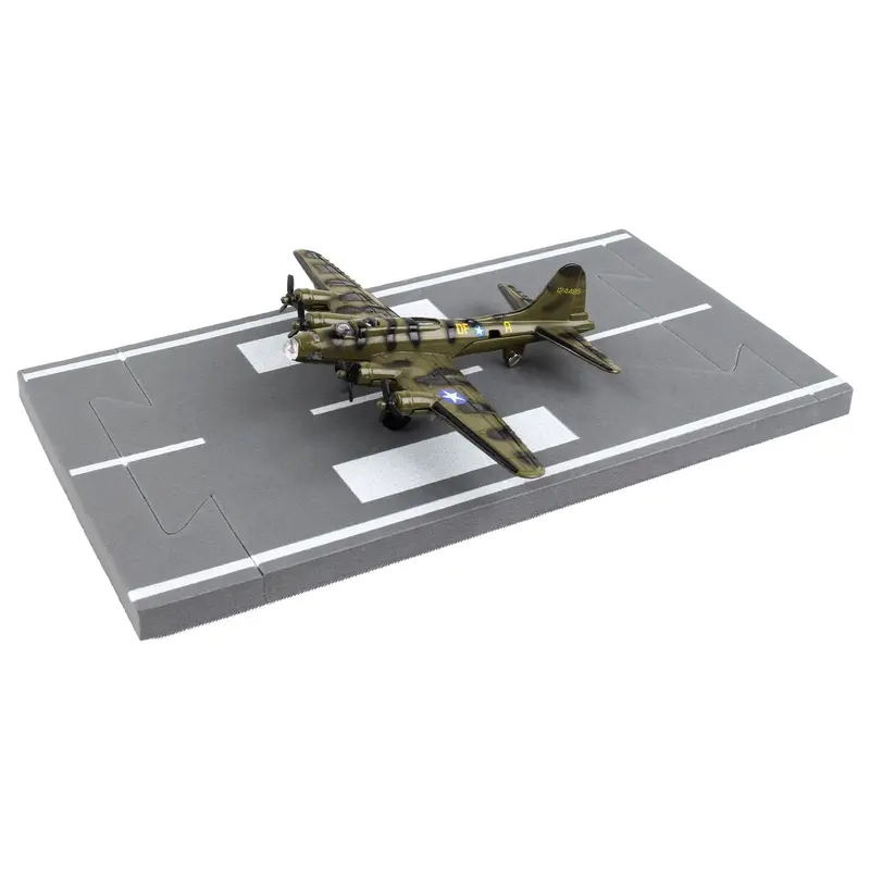 Boeing B-17 Flying Fortress Bomber Aircraft Olive Green Camouflage "United States Army Air Force" with Runway Section Diecast Model Airplane by Runway24