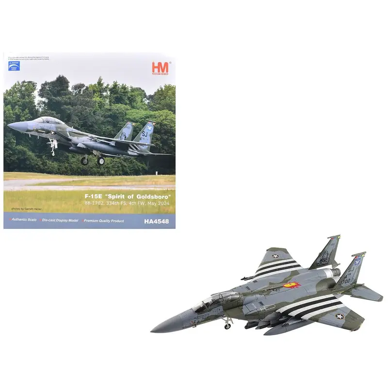 Boeing F-15E Strike Eagle Fighter Aircraft "88-1702 Spirit of Goldsboro 334th FS 4th FW" (2024) United States Air Force "Air Power Series" 1/72 Diecast Model by Hobby Master