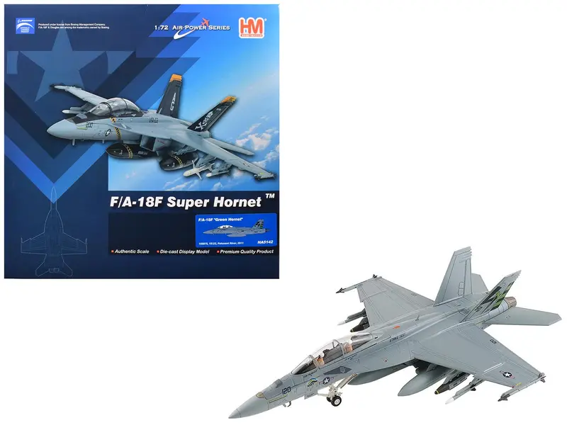 Boeing F/A-18F Super Hornet Fighter Aircraft "165875 Green Hornet VX-23 Salty Dogs NAS Patuxent River" (2011) United States Navy "Air Power Series" 1/72 Diecast Model by Hobby Master