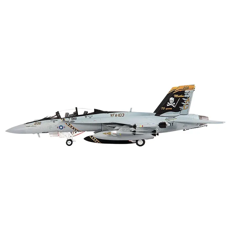 Boeing F/A-18F Super Hornet Fighter Aircraft "VFA-103 Jolly Rogers Squadron 75th Anniversary USS Abraham Lincoln" (2018) United States Navy 1/144 Diecast Model by JC Wings