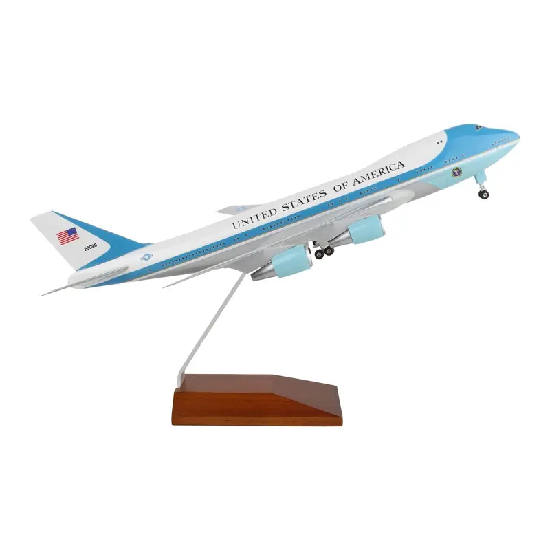 Boeing VC-25A Commercial Aircraft with Landing Gear "Air Force One - United States of America" (29000) White with and Blue Stripes 1/200 Plastic Model by Skymarks