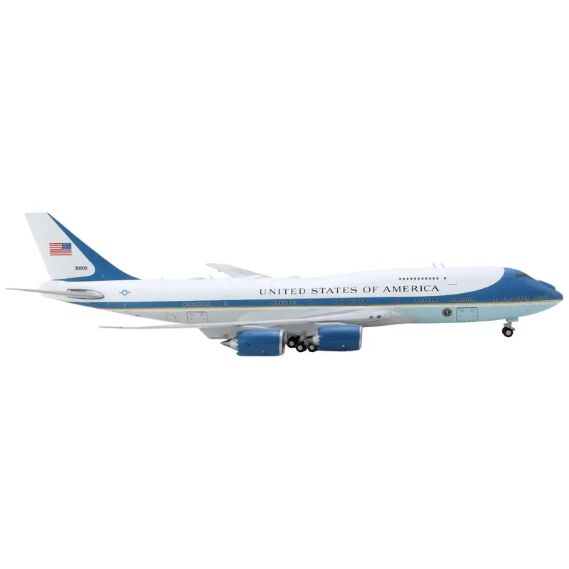 Boeing VC-25B Transport Aircraft "United States of America - Air Force One" (30000) White with Blue Stripes 1/400 Diecast Model Airplane by GeminiJets
