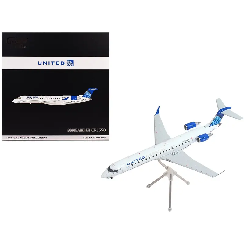 Bombardier CRJ550 Commercial Aircraft "United Express" (N506GJ) White with Blue Tail "Gemini 200" Series 1/200 Diecast Model Airplane by GeminiJets