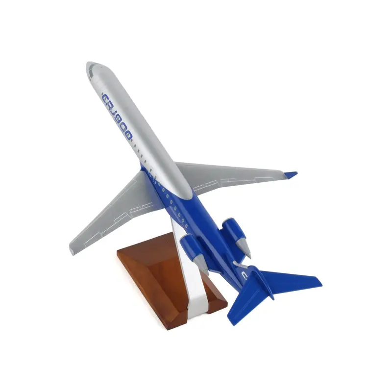 Bombardier CRJ900 Commercial Aircraft "CRJ900 Next Gen" Silver Metallic and Blue with Wood Stand (Snap-Fit) 1/100 Plastic Model by Skymarks