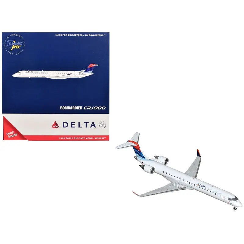 Bombardier CRJ900 Commercial Aircraft "Delta Connection - SkyWest Airlines" (N806SK) White with Blue and Red Tail 1/400 Diecast Model Airplane by GeminiJets