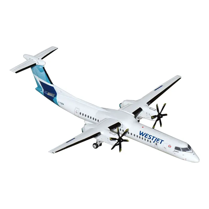Bombardier Q400 Commercial Aircraft "WestJet" (C-FOEN) White with Blue Tail 1/400 Diecast Model Airplane by GeminiJets