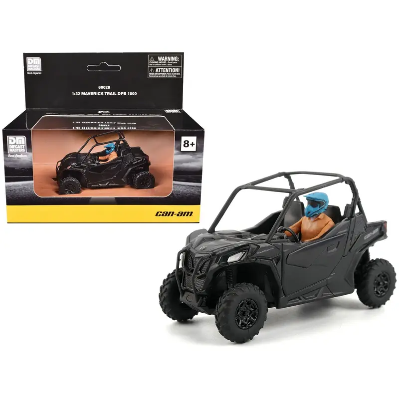 Can-Am Maverick Trail DPS 1000 Matt Black with Driver Figure 1/32 Diecast Model by BRP Models