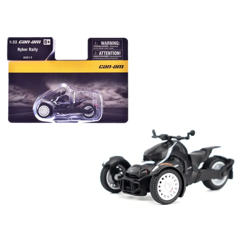 Can-Am Ryker Rally 3-Wheel Motorcycle Ghost Black 1/32 Diecast Model by BRP Models