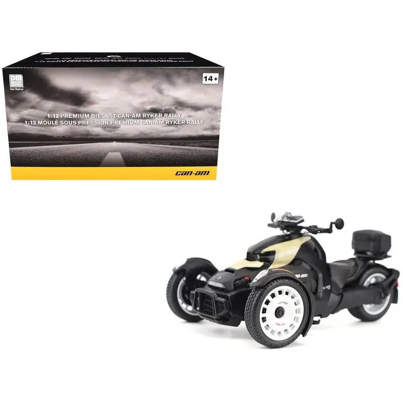Can-Am Ryker Rally 3-Wheel Motorcycle Sand Storm and Black 1/12 Diecast Model by BRP Models