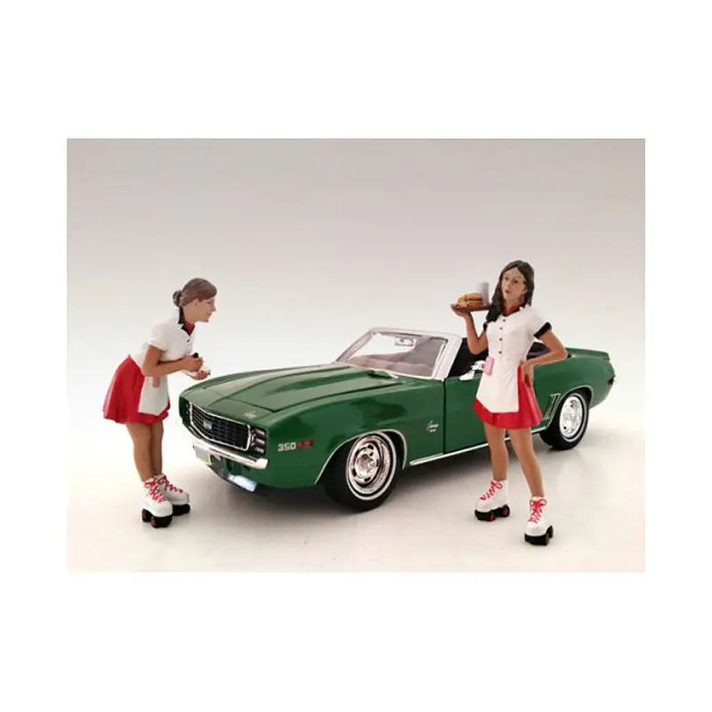 Carhop Waitress Brittany and Grace 2 piece Figurine Set for 1/24 Models by American Diorama