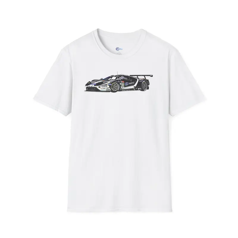 Cartoon Art 24 Hours of Le Mans Ford GT Unisex T-Shirt - Racing Enthusiast Apparel
