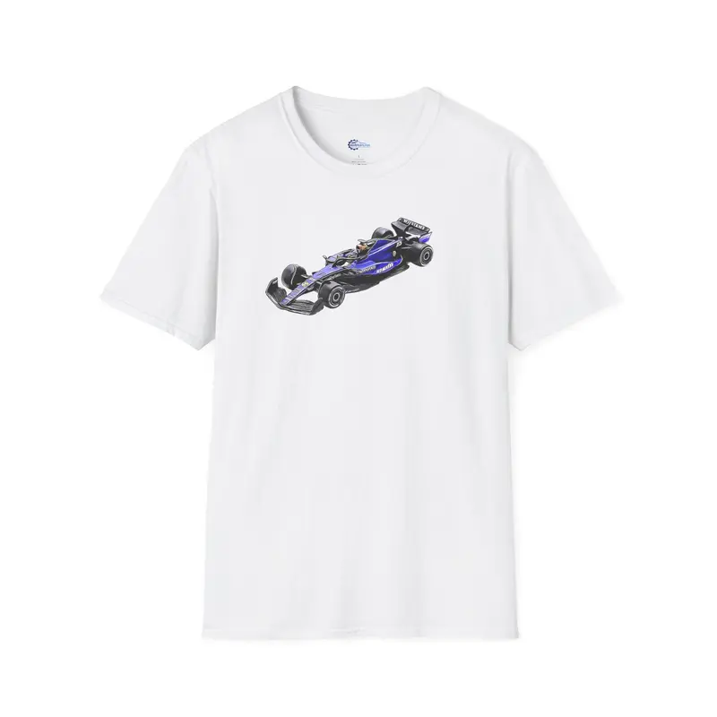 Cartoon Art Formula One Racing T-Shirt - Williams FW46 #2 Logan Sargeant 'Bahrain GP' Design