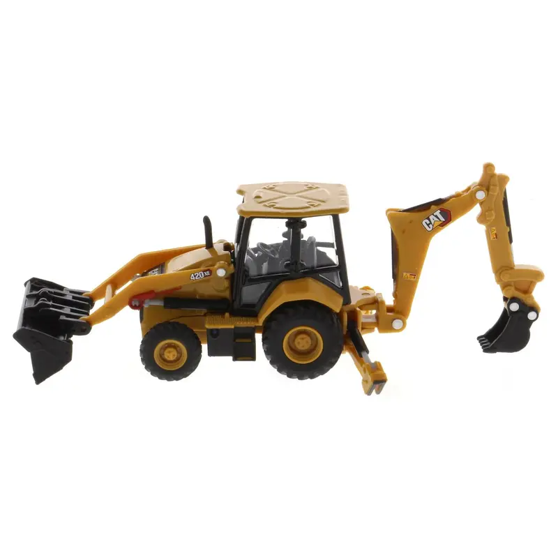 CAT Caterpillar 420 XE Backhoe Loader with Work Tools Yellow 1/64 Diecast Model by Diecast Masters