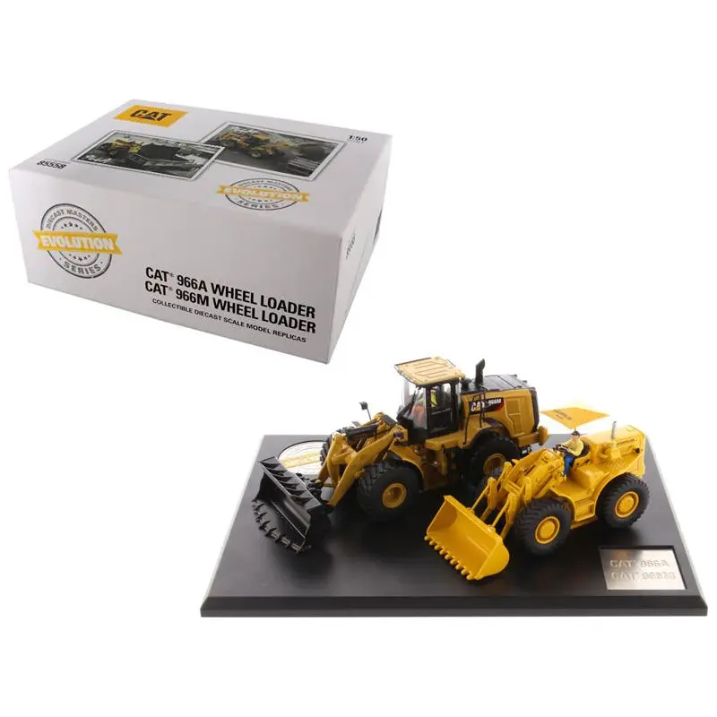 CAT Caterpillar 966A Wheel Loader (Circa 1960-1963) and CAT Caterpillar 966M Wheel Loader (Current) with Operators "Evolution Series" 1/50 Diecast Models by Diecast Masters