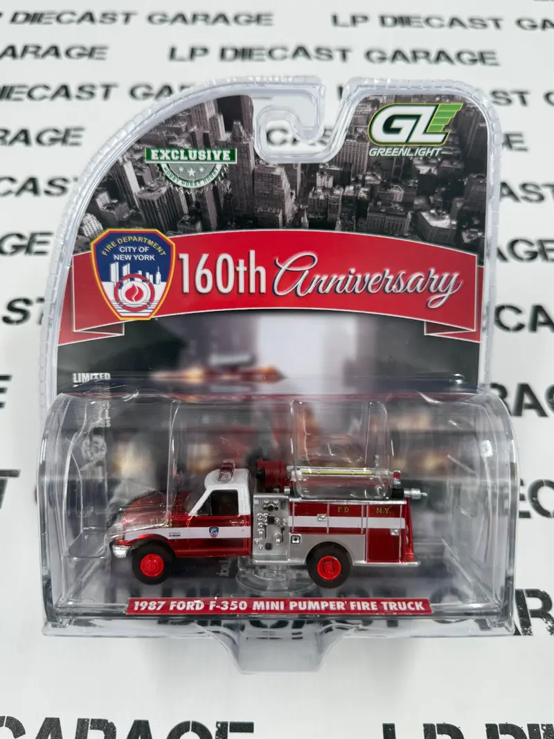 CHROME CHASE GREENLIGHT 1987 Ford F-350 Mini Pumper FDNY Fire Truck 1