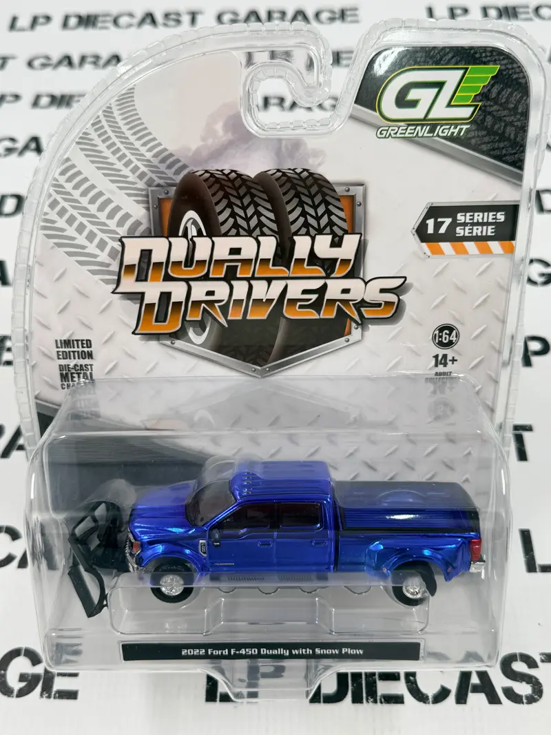 CHROME CHASE GREENLIGHT 2022 Ford F-450 w/ Snow Plow Blue 1