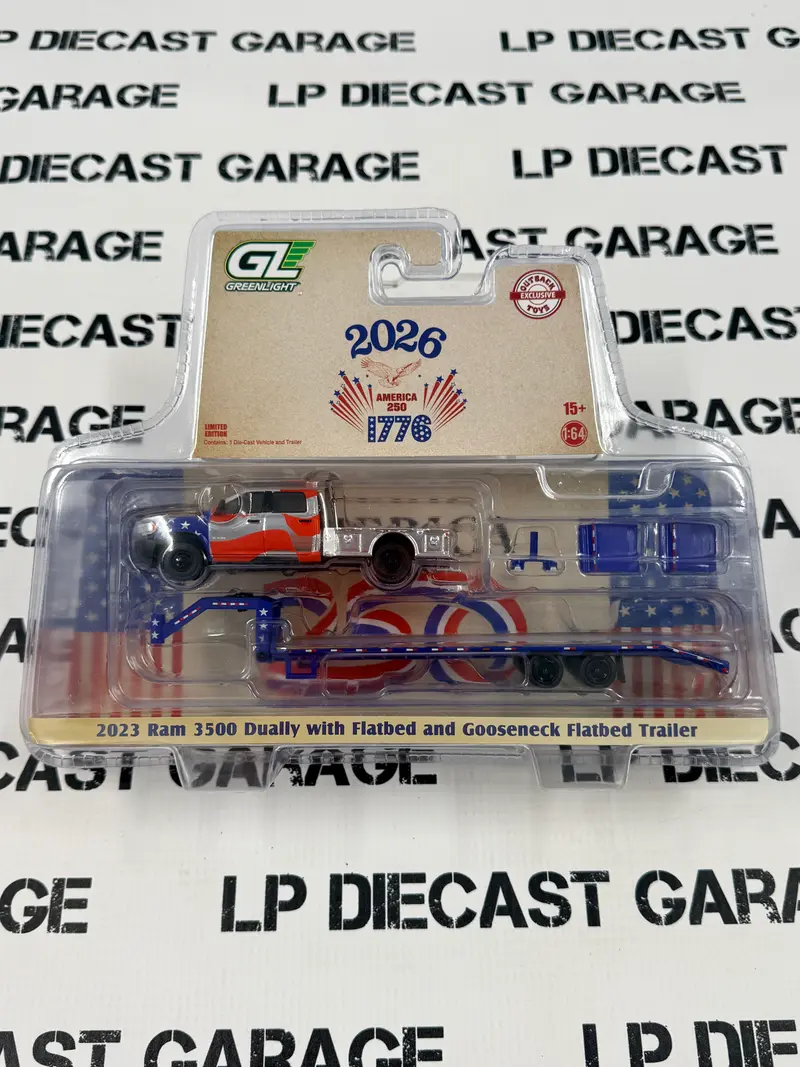 CHROME CHASE GREENLIGHT 2023 Ram 3500 w/ Gooseneck Trailer USA 250 Years 1