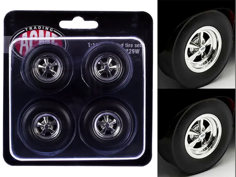"Cragar" Wheel and Tire Set of 4 pieces from "1970 Pontiac GTO Ram Air IV" for 1/18 Scale Models by Acme
