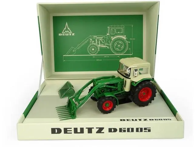 Deutz D6005 4WD Tractor w/Cab + Front Loader 1967 Box Presentation w/Loader Attachments 1