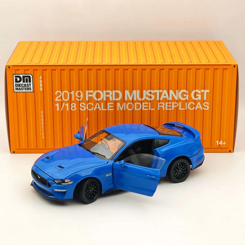 DM 1/18 Scale Model Replicas Mustang GT 2019 Blue RHD Diecast Car Miniature Hobby Gifts