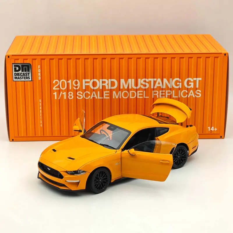 DM 1/18 Scale Model Replicas Mustang GT 2019 Orange Fury RHD Diecast Car Miniature Hobby Gifts