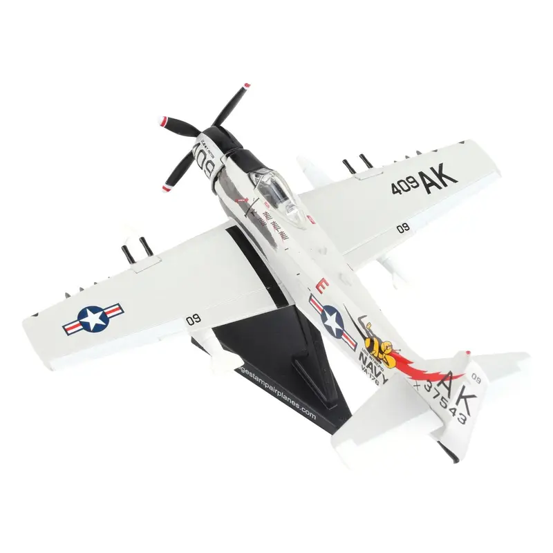 Douglas A-1 Skyraider Aircraft "Papoose Flight" United States Navy 1/110 Diecast Model Airplane by Postage Stamp